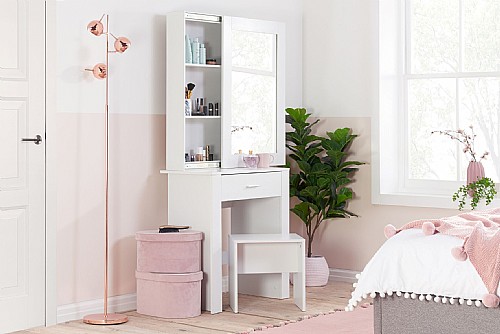 Evelyn Dressing Table and Stool - White
